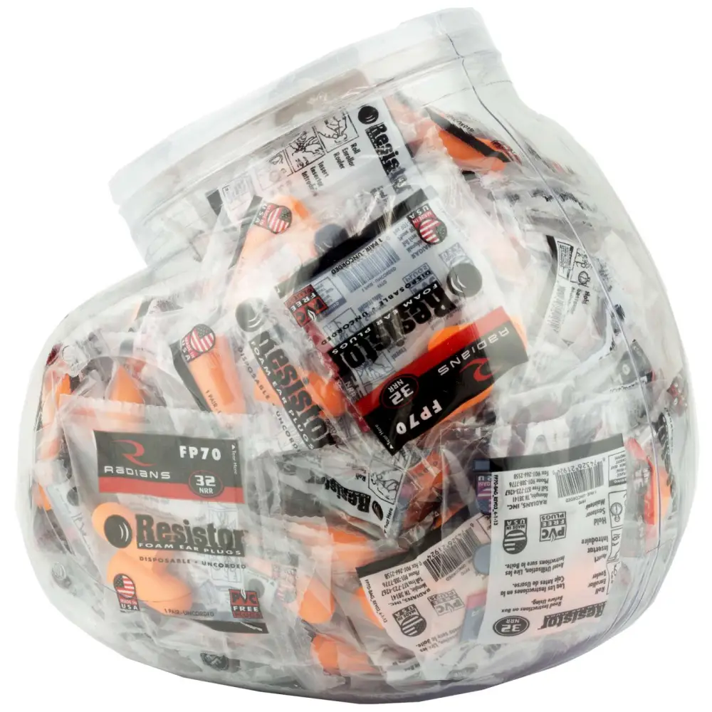 Radians Foam Earplugs 100 Pair Uncorded Orange Nrr 32 Db