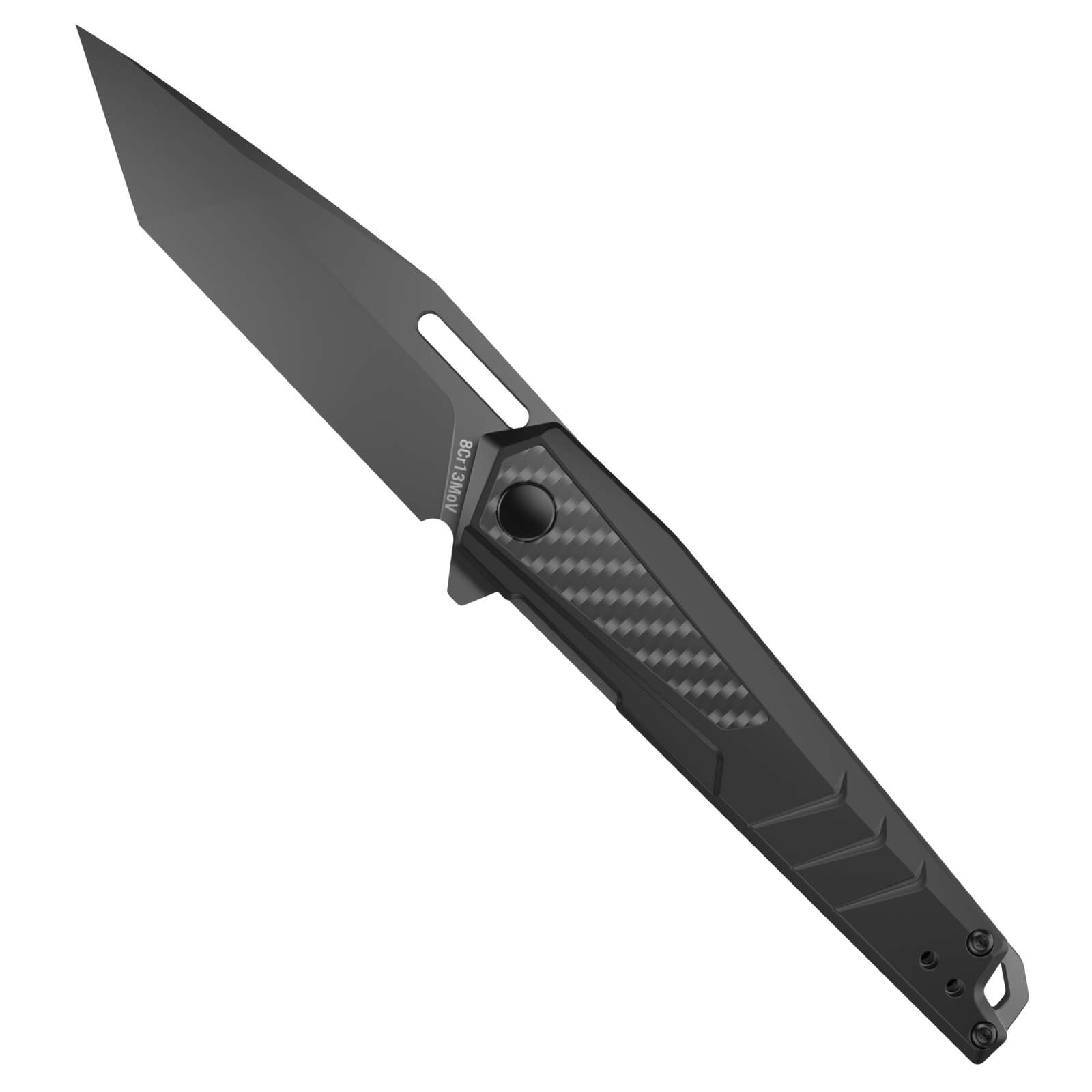 Real Avid RAV-6 Knife 3.4 in Spring Assisted Tanto Blade Black Alum.