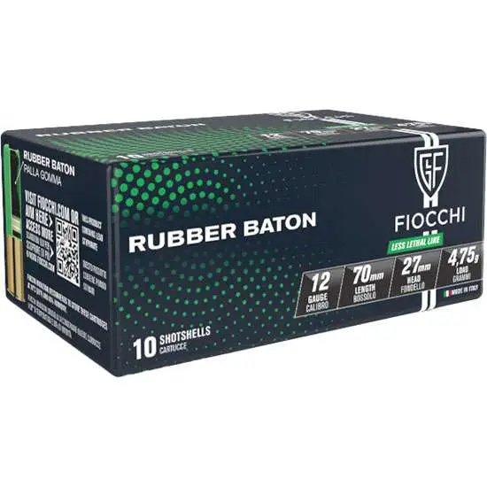 Fiocchi 12GA Rubber Baton Slug 10-ROUND 25-BOX Case