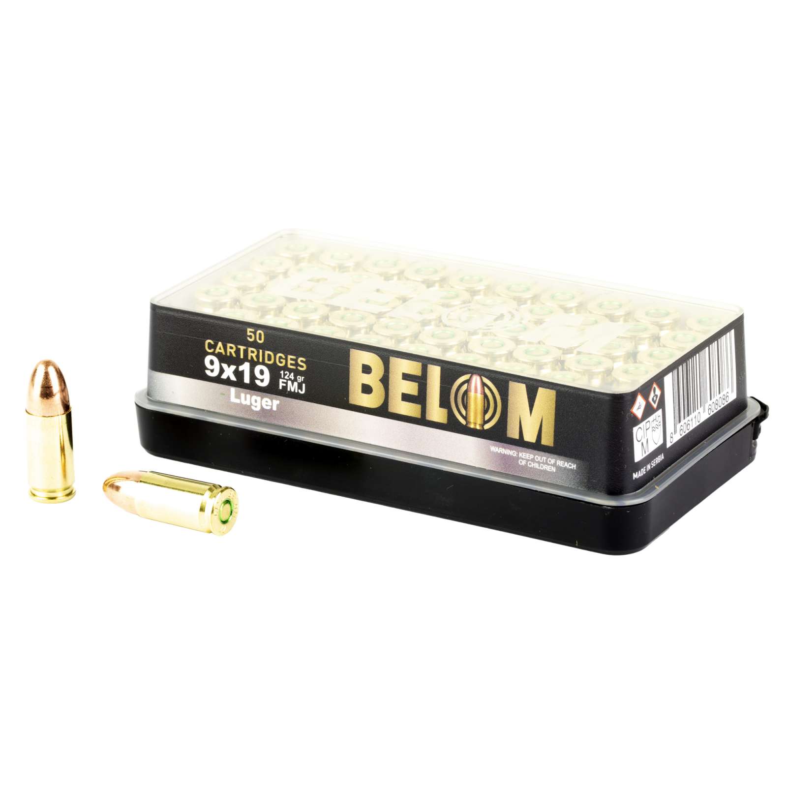 Belom 9MM 124GR Fmj Brass 50RD Box