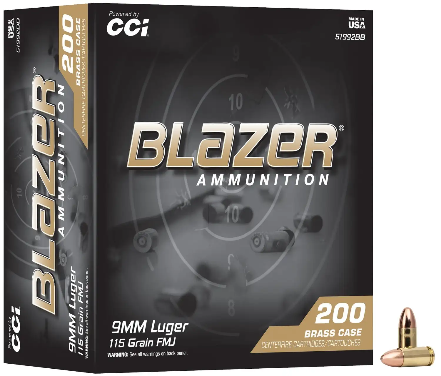 Cci Blazer Brass 9MM 115GR Fmj 200RD Trayed