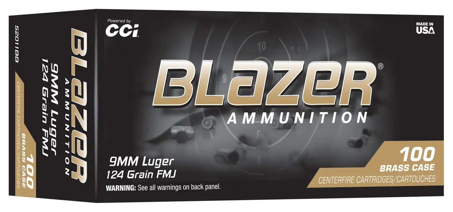 Cci Blazer Brass 9MM 124GR Full Metal Jacket 100RD Tray