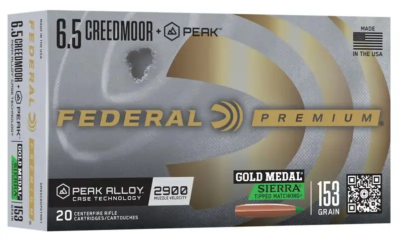 Federal 6.5 Creedmoor Peak 153GR Sierra Tipped Matchking 20RD 10BX/CS