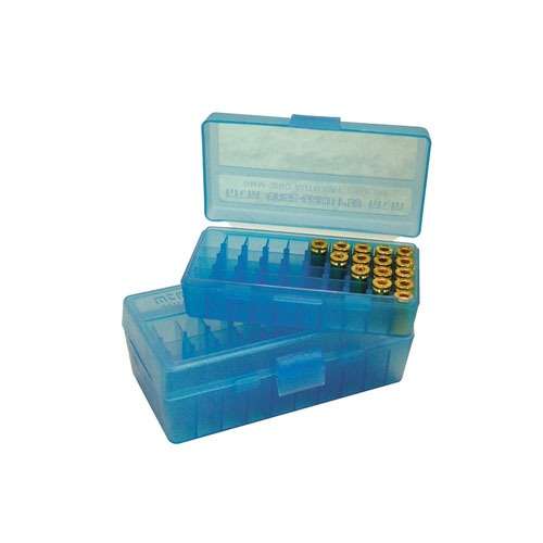 Mtm Case-gard Flip-top Ammo Box 50 Round 45 ACP/10MM Clear Blue