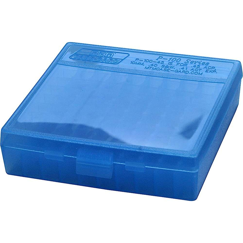 Mtm Case-gard P-100 100RD Ammo Box 45 Acp 10MM Clear Blue