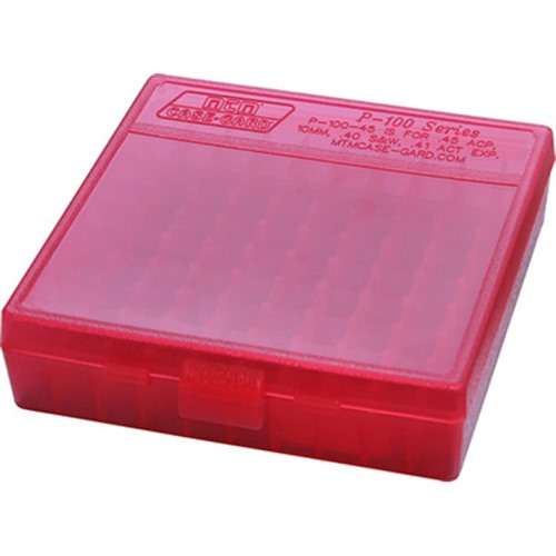 Mtm Case Gard Flip-top Ammo Box 38/357 100RD Clear Red
