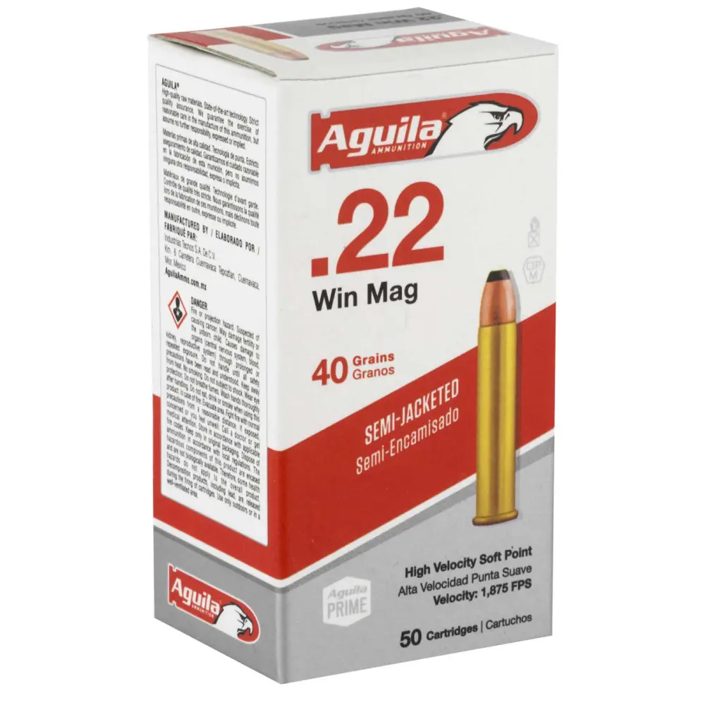 Aguila .22 Wmr 40GR Soft Point 50RD Box, 20 Boxes Per Case