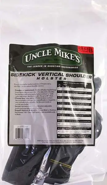 Uncle Mikes Vertical Shoulder Holster Size 15 Right Hand Black