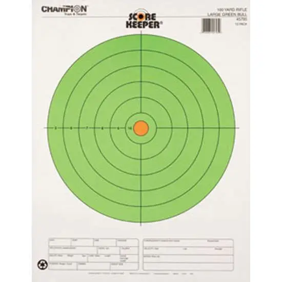 Champion Score Keeper Target 100YD Large Green Bullseye 12PK