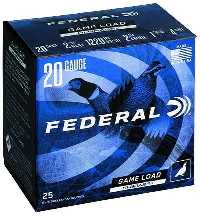 Federal Game-shok Hi-brass 20GA 2-3/4 1OZ 4 Shot 25RD