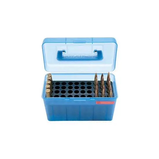 Mtm Case-gard Deluxe Ammo Box 50RD Clear Blue 25-06/30-06/270