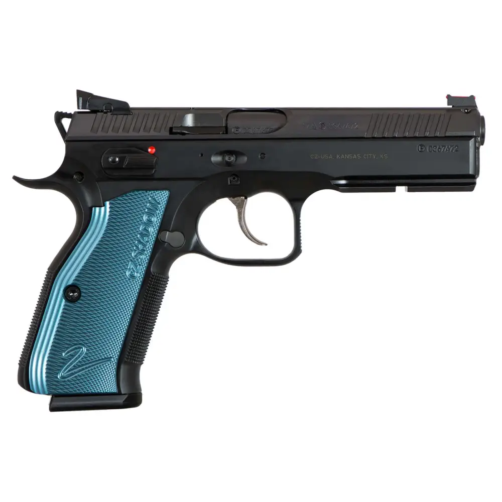 Cz Shadow 2 9MM 17+1 Black Polycoat Blue Grips
