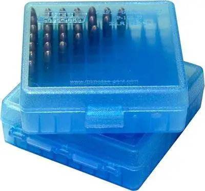 Mtm Case Guard Flip-top Ammo Box 100RD .22LR Clear Blue