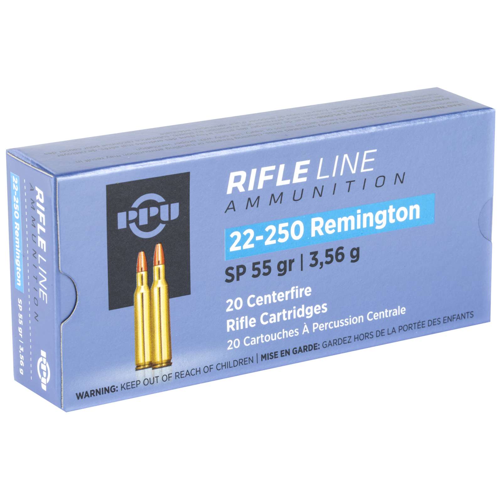 Ppu 22-250 Rem 55GR Soft Point 20 Rounds