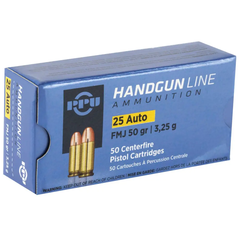Ppu 25 Acp 50 Grain Full Metal Jacket 50 Round Box