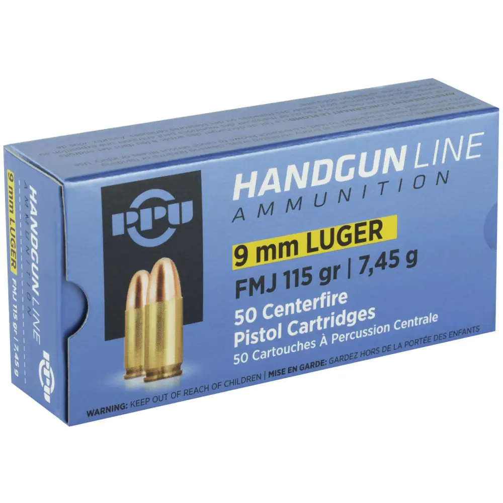 Ppu 9MM 115GR Fmj 50RD Box 20 Boxes Per Case