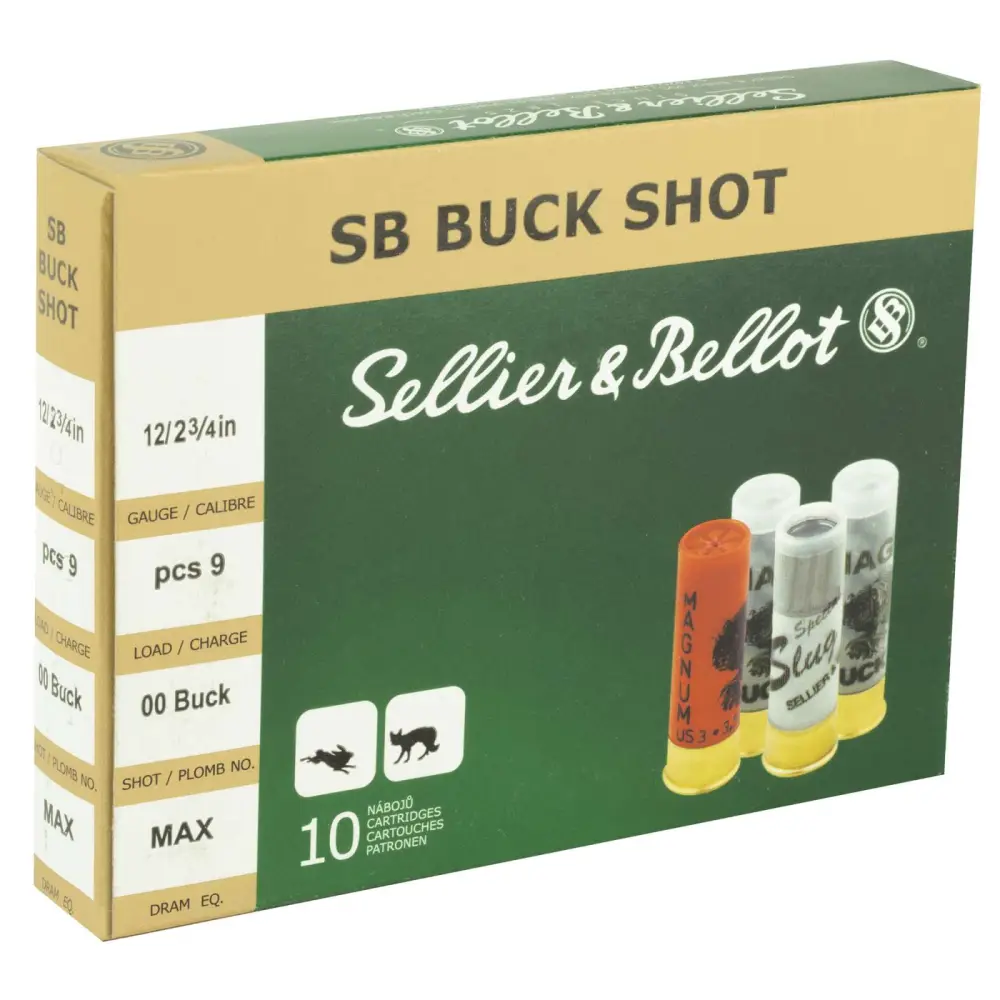 Sellier & Bellot 12GA 2.75 00 Buck 9 Pellets 10-ROUND Box