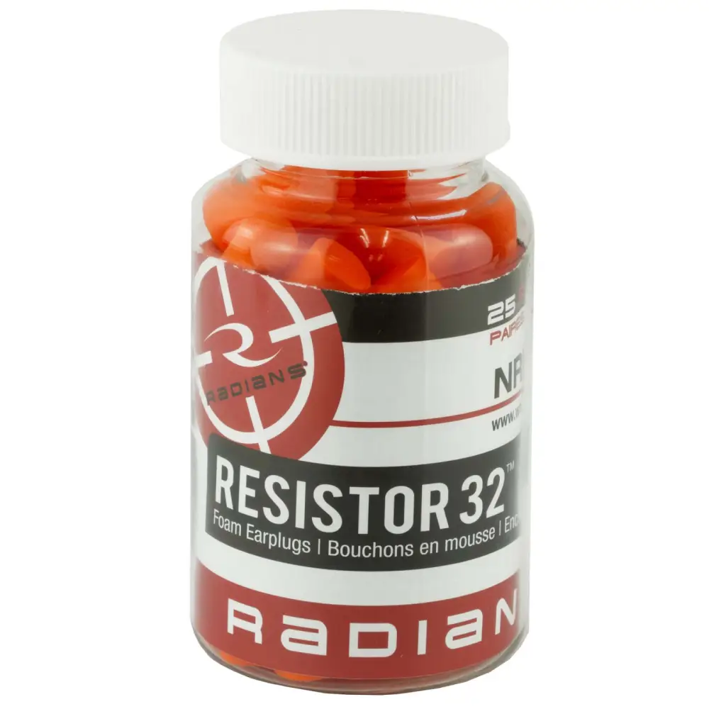 Radians Disposable Uncorded Foam Earplugs NRR32 25 Pair Jar