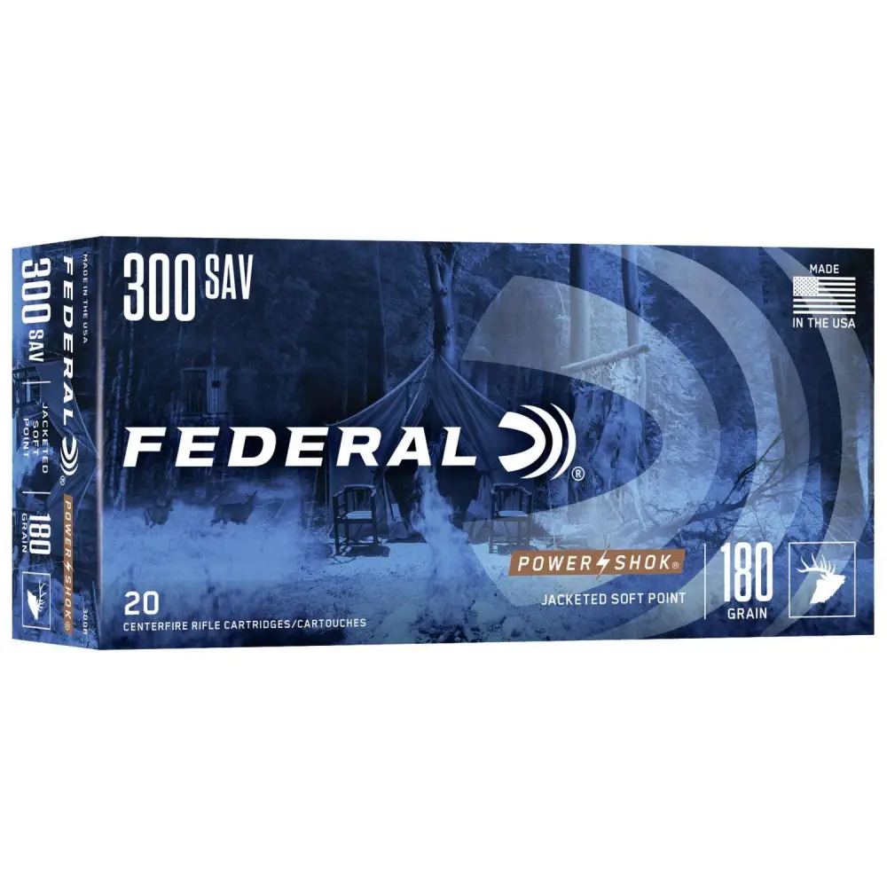 Federal Power-shok 300 Savage 180GR Soft Point Ammo 20RD