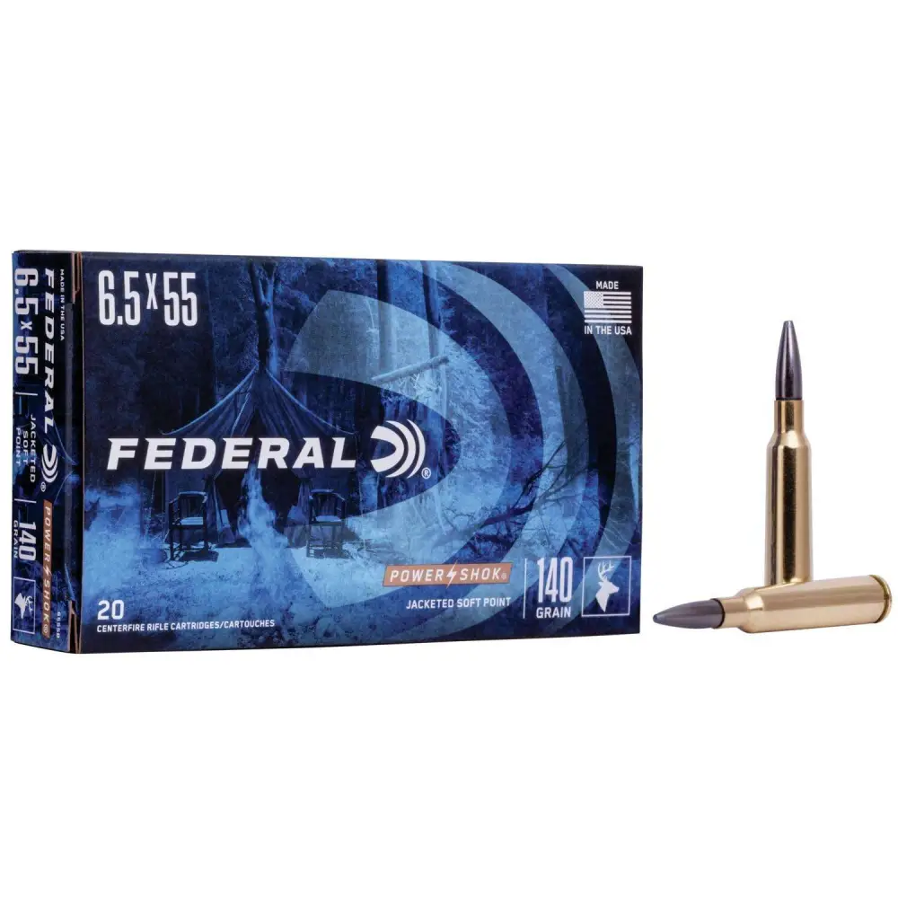 Federal Power Shok 6.5X55 Swedish 140GR Soft Point 20RD