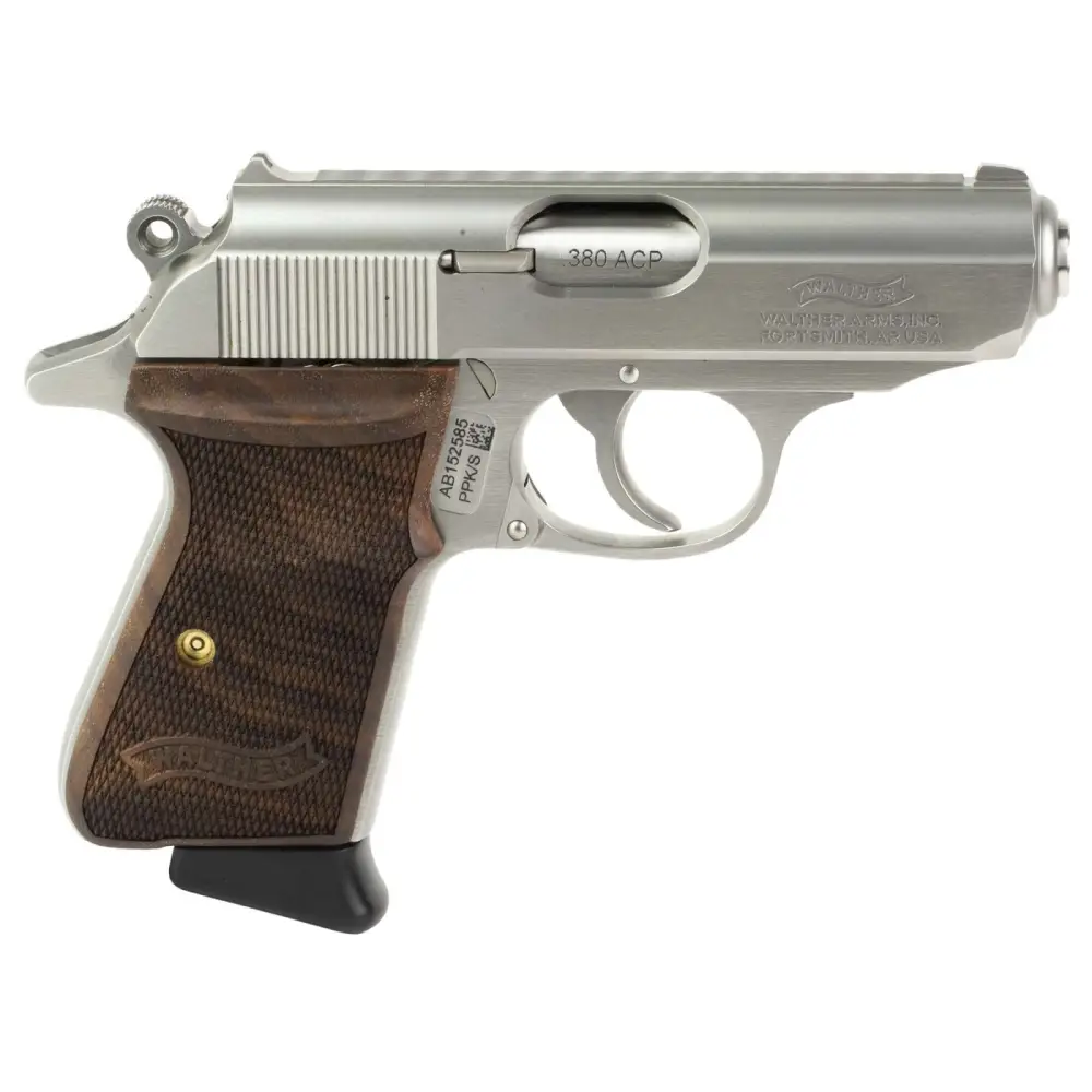 Walther Ppk/s 380ACP 7+1 Stainless Walnut Grips