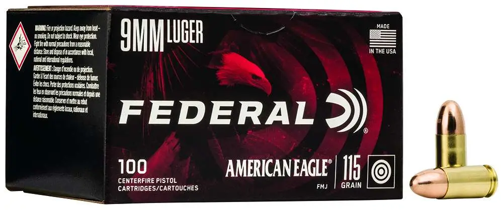 Federal American Eagle 9MM 115GR Full Metal Jacket 100RD
