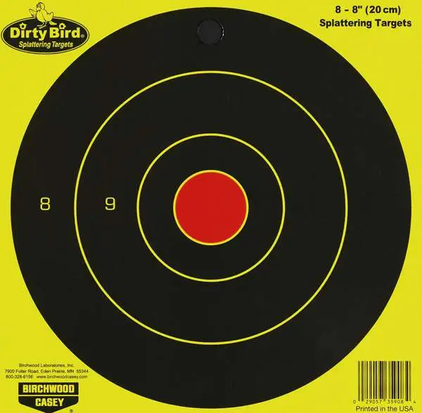 Birchwood Casey Dirty Bird 8 Yellow Bullseye Target - 8PK