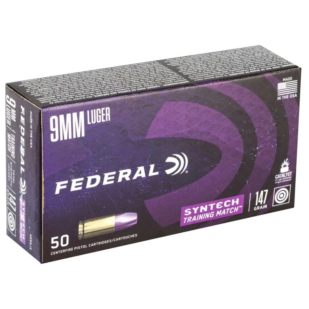 Federal 9MM Luger 147GR Training Match Tsj 50RD