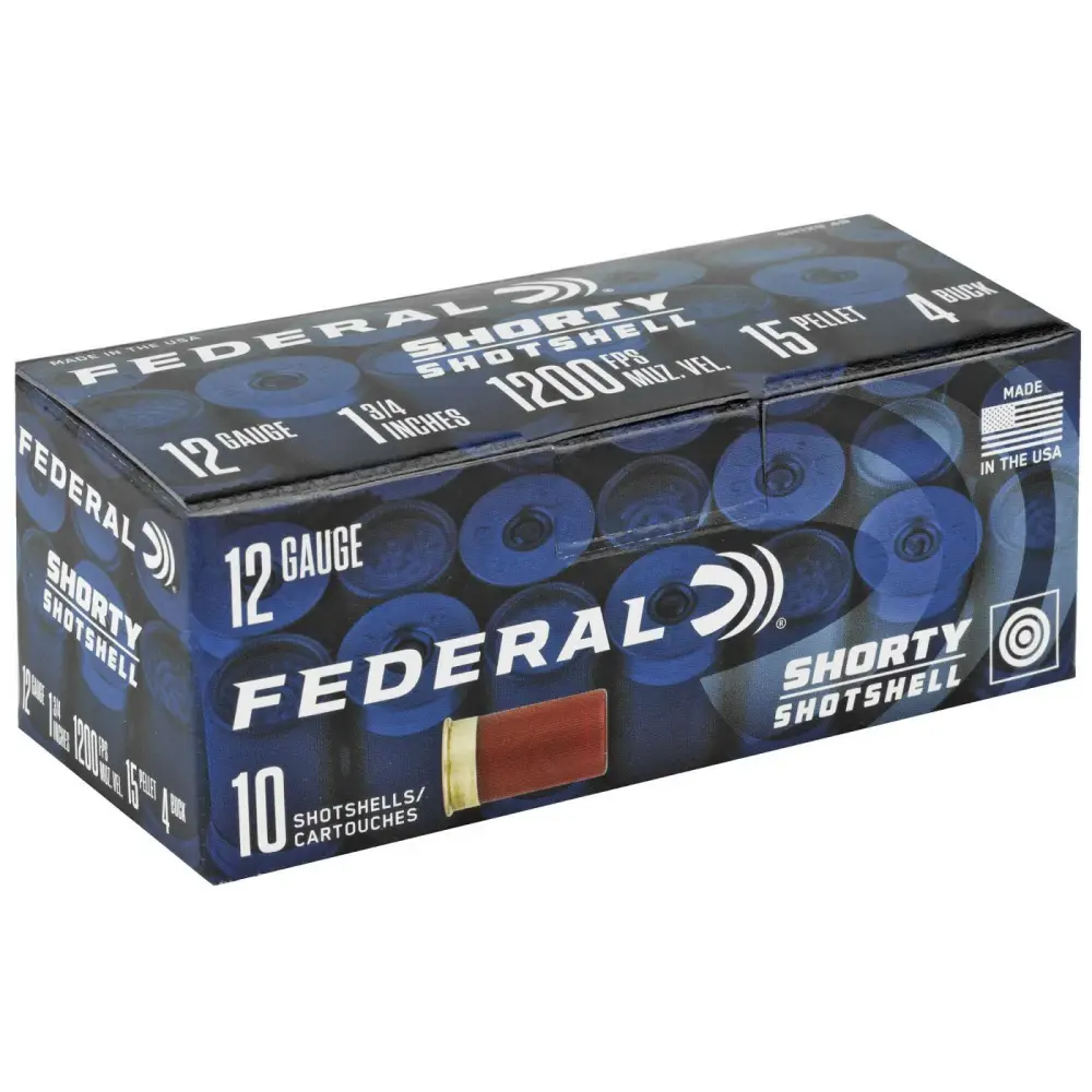 Federal Shorty Shotshell Ammo 12GA 1.75 4 Buck 10RD