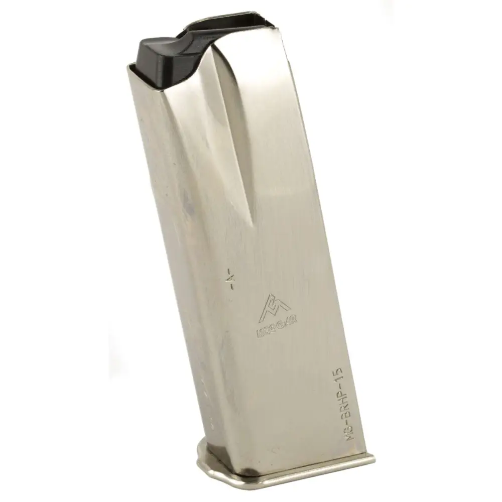 Mec-gar Magazine 9MM 15RD Nickel Browning Hi-power