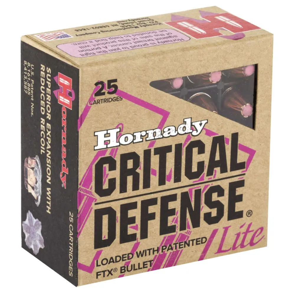 Hornady Critical Defense Lite 9MM 100GR Ftx 25RD Box