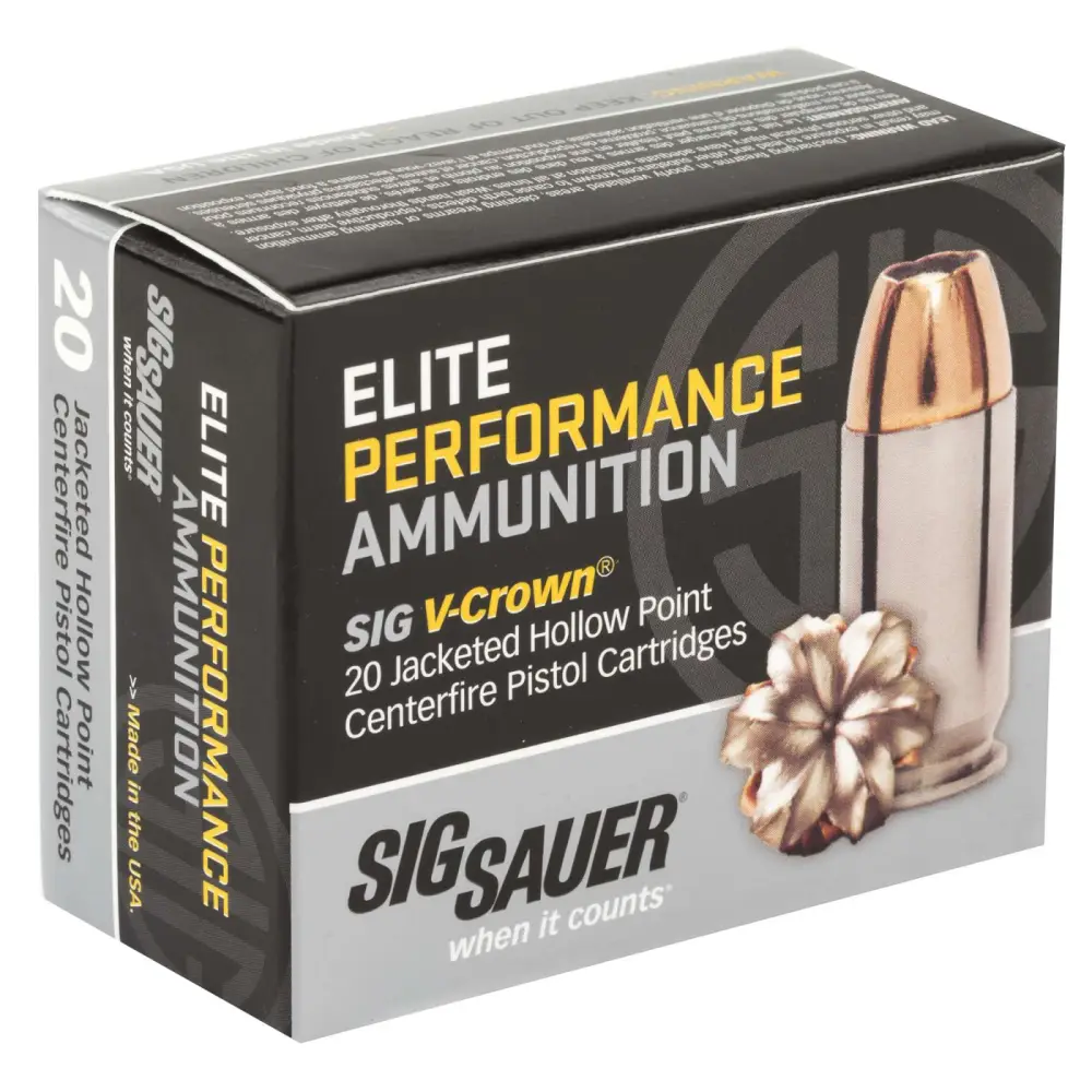 Sig Sauer 45 Acp 185GR Elite V-crown Jhp 20RD
