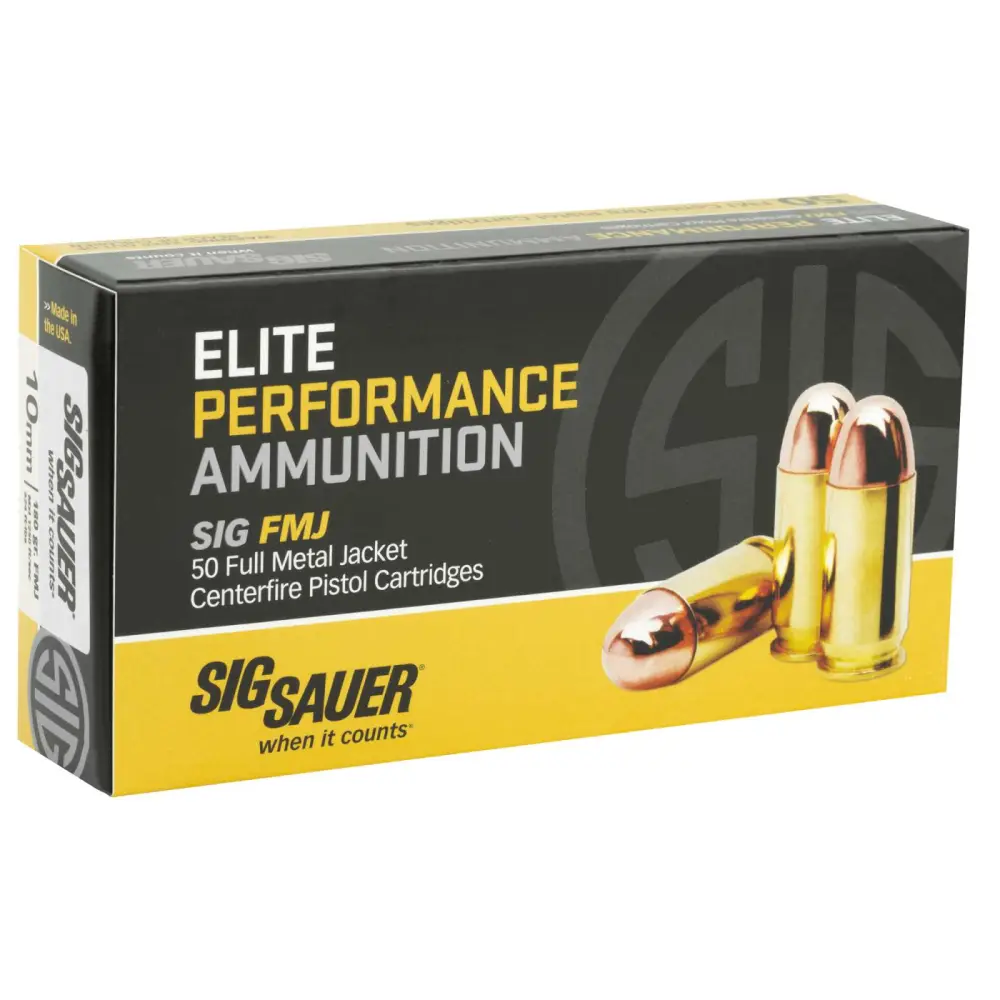 Sig Sauer 10MM 180GR Elite Ball Fmj Ammo Box of 50