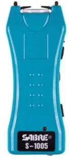 Sabre Mini Stun Gun 1.60 Uc Teal With Led Flashlight