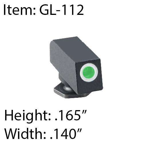 Ameriglo Glock Tritium Front Sight .165 Tall Green With White Outline
