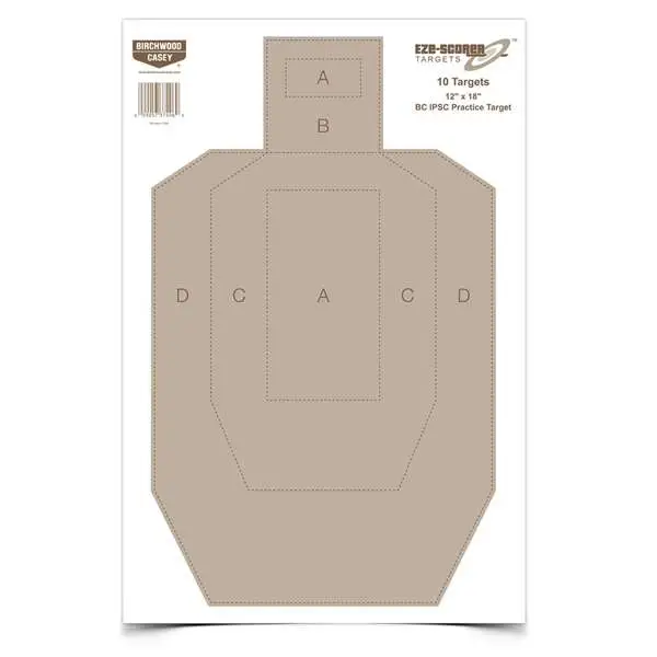 Birchwood Casey Eze-scorer Ipsc Practice Target 12 X 18 Tan 100/PK