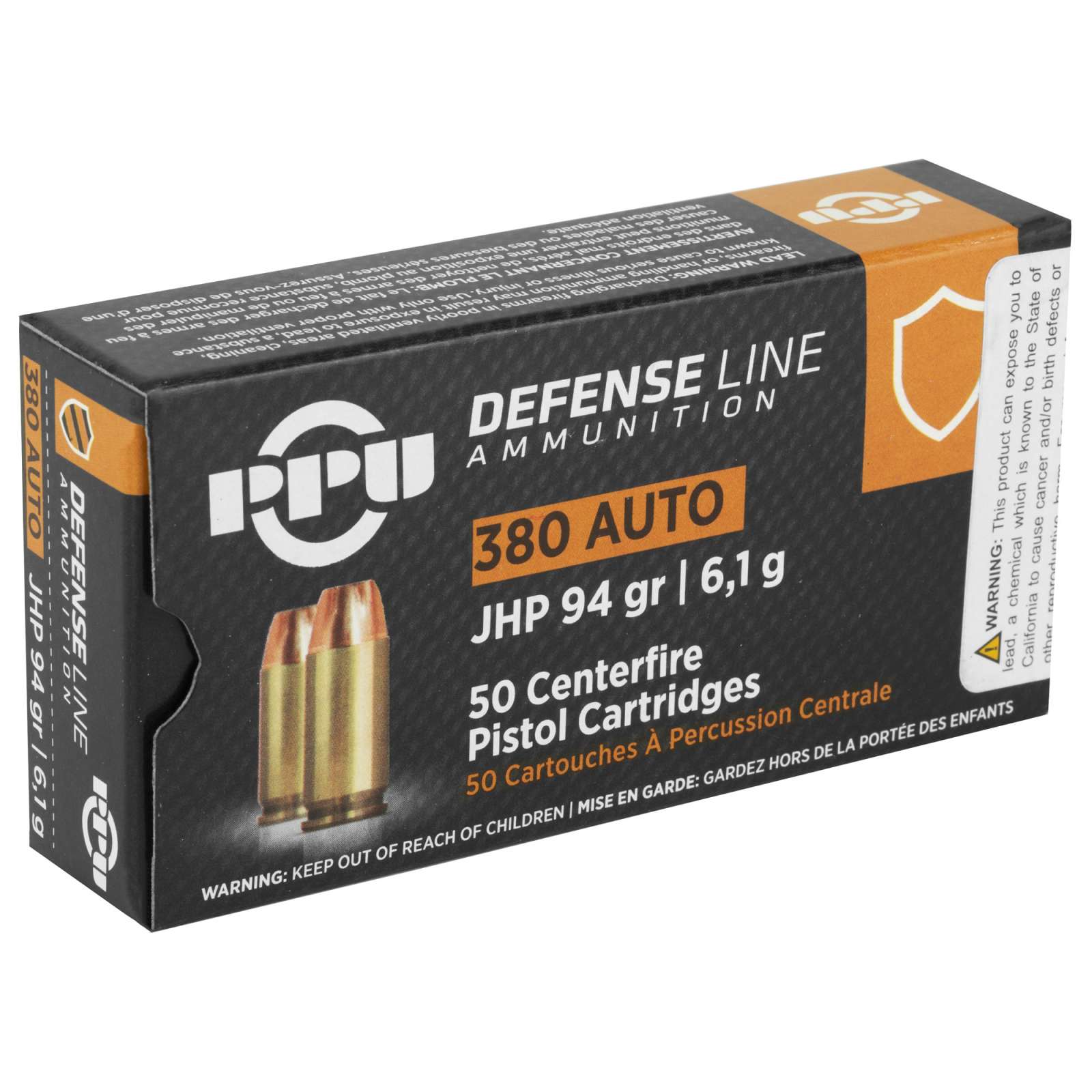 Ppu Defense Pistol Ammo .380 Auto 94GR Jhp 50RD