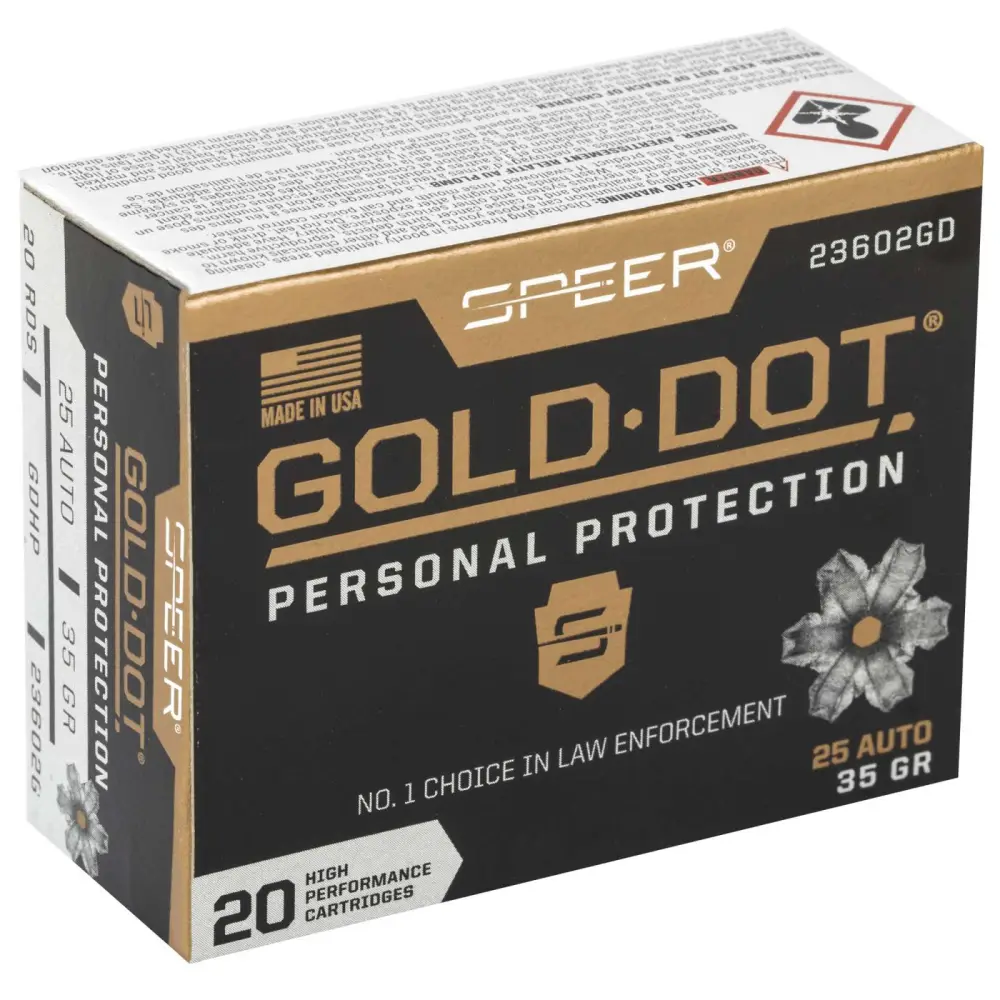 Speer Gold Dot 25 Acp 35 Gr Hollow Point 20 Rd