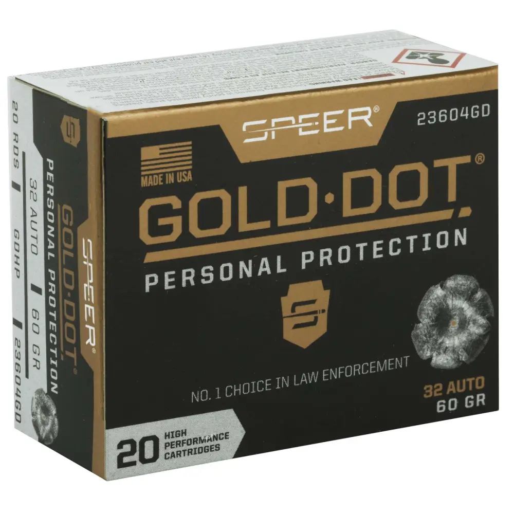 Speer Gold Dot 32 Acp 60 Gr Hollow Point 20 Rd