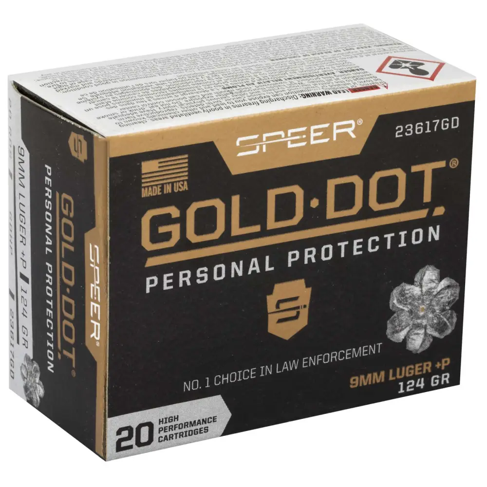 Speer Gold Dot 9MM +p 124 Gr Hollow Point 20 Rd