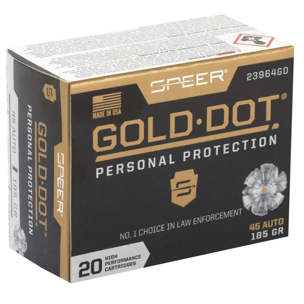 Speer Gold Dot 45 Acp 185 Gr Hollow Point 20 Rd