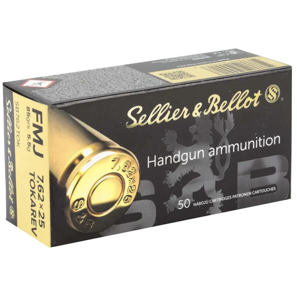 Sellier & Bellot 7.62X25 Tokarev 85GR Fmj 50-ROUND Box