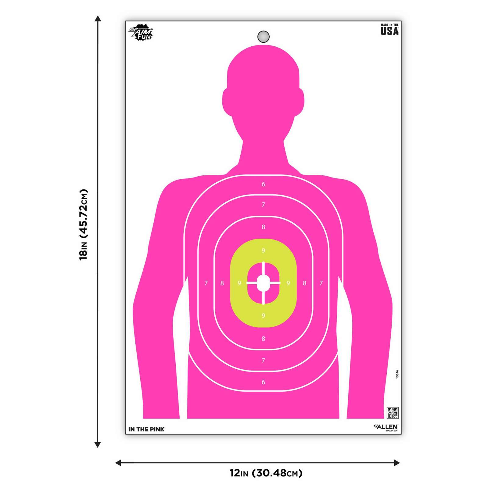 Allen Ez Aim Fun Paper Target 12X18 Pink 8 Pack