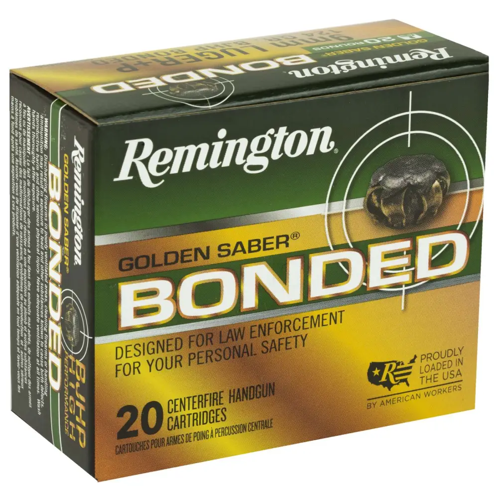 Remington Golden Saber 9MM Luger +p 124GR Bjhp Bonded 20RD