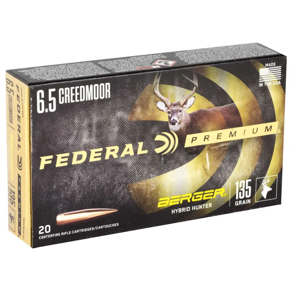 Federal 6.5 Creedmoor 135GR Berger Hybrid Hunter Ammo 20RD