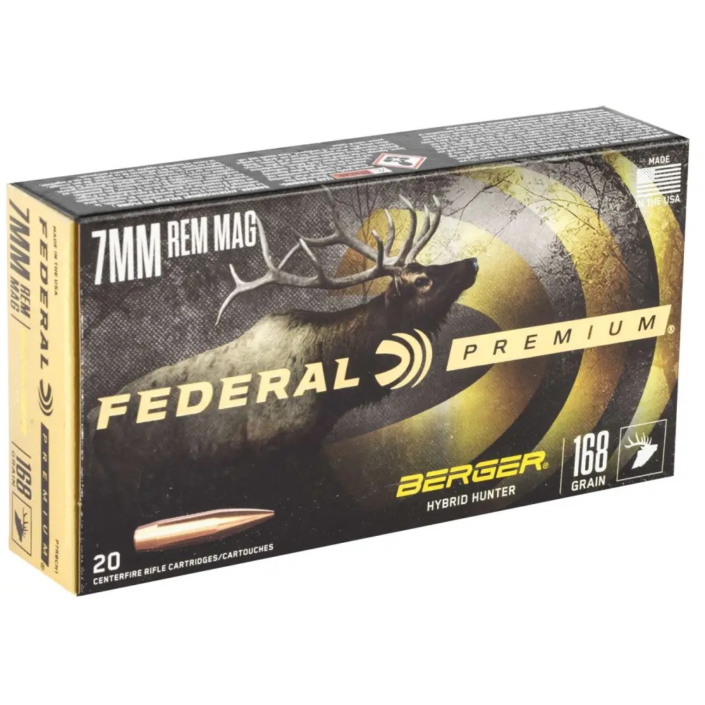 Federal 7MM Rem Mag 168GR Berger Hybrid Hunter Ammo 20RD
