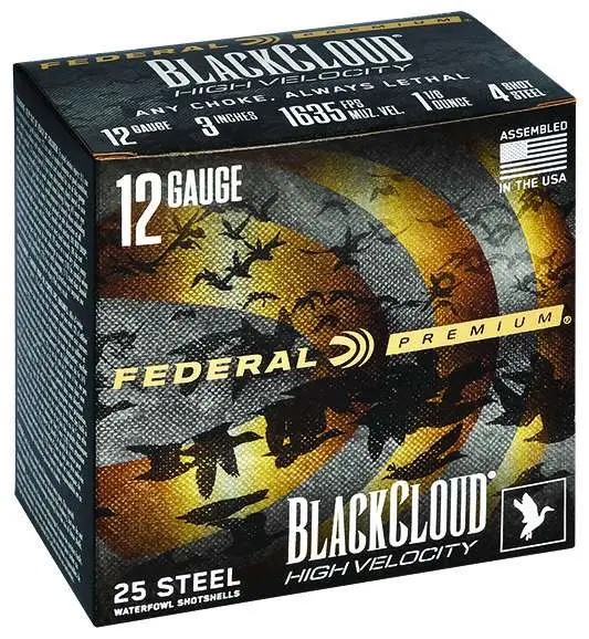 Federal Premium Black Cloud 12GA 3 1 1/8 Oz High Velocity 4 Shot 25 Rd.