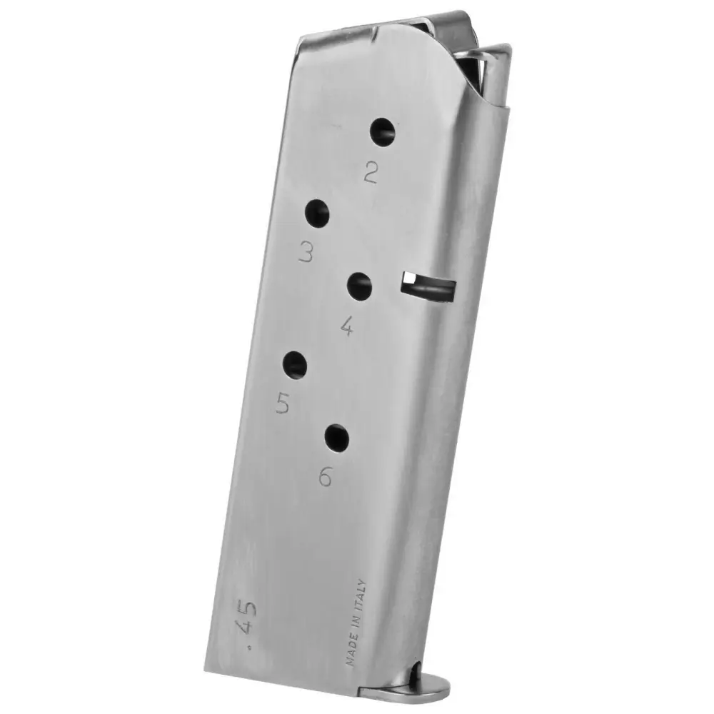 Mec-gar Magazine 1911 Officer 45 Acp 6RD Nickel