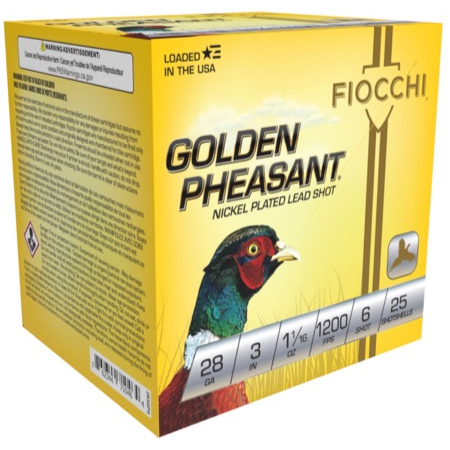 Fiocchi Golden Pheasant 28GA 3 1 1/16 Oz 6 Shot 25 Rd.