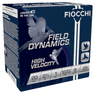 Fiocchi 20GA High Velocity 2.75 1 Oz 8 Shot 25-RD